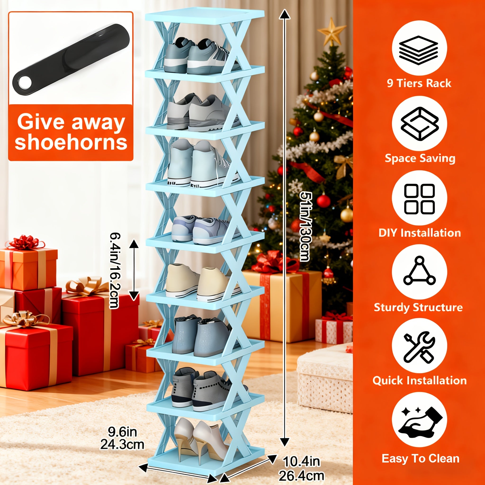 9\u002F6-Tier Shoe Rack, Space-Saving Vertical Shoe Organizer for Entryway, Bedroom, Hallway, Living Room, Dorm - Stackable Plastic Shoe Storage Shelf, Easy Assembly, Black\u002FPink\u002FMulti-Color Options