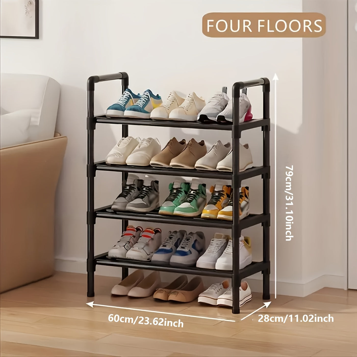 1pc Heavy-Duty Metal Shoe Rack with Multi-Tier -Standing Shelf, Space-Saving Shoe Storage Suitable for Doorway, Bedroom, Corridor - Sturdy Shoe Shelf with Frame & Layered Shelves for Small Apartments, Modern Shoe Cabinet