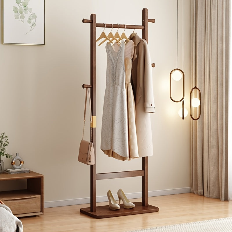 Modern Coat Rack Modern Multi-Functional Wooden Coat Rack with 5 Hangers | Umbrella Holder & Shoe Shelf - Freestanding Entryway Organizer for Clothes, Bags, and Accessories, Minimalist Home Decor, Natural Wood Finish