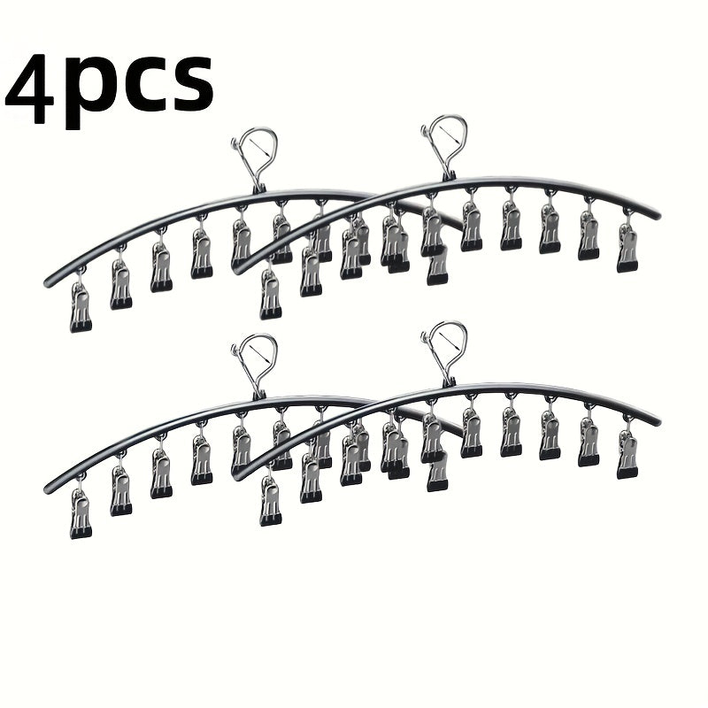 Space-Saving Hanger 6pcs\u002F4pcs\u002F2pcs\u002F1pc, Space-Saving Stainless Steel Hanger With 10 Clips- Easy Install, Clothes Hangers For Cars Wall-Mounted Organizer For Yoga Pants, Leggings& Socks