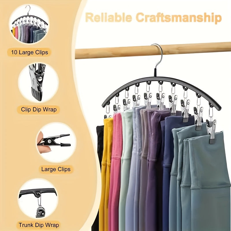Space-Saving Hanger 6pcs\u002F4pcs\u002F2pcs\u002F1pc, Space-Saving Stainless Steel Hanger With 10 Clips- Easy Install, Clothes Hangers For Cars Wall-Mounted Organizer For Yoga Pants, Leggings& Socks