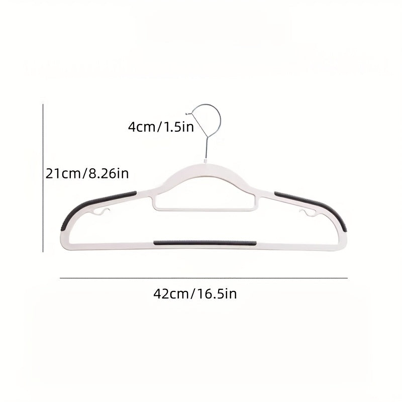 50pcs Anti-Slip Traceless Clothes Hangers, Clothes Pins - Sturdy, Durable, Curved Imitation Shoulder, Perfect For Home, For Dresses & Coats, Dorms, Rentals, Organizing Clothes, Wet Or Dry Use, Must-have For Home Gray White