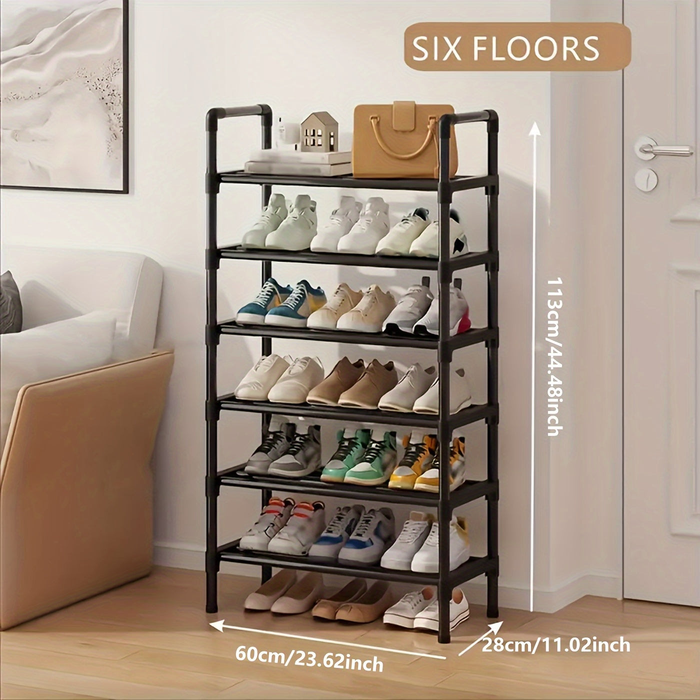 1pc Heavy-Duty Metal Shoe Rack with Multi-Tier -Standing Shelf, Space-Saving Shoe Storage Suitable for Doorway, Bedroom, Corridor - Sturdy Shoe Shelf with Frame & Layered Shelves for Small Apartments, Modern Shoe Cabinet