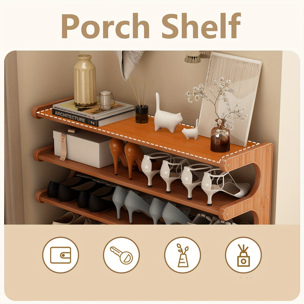 3\u002F5\u002F6 Tiers Shoe Rack, Bamboo Shoe Rack, Shoe Storage Organizers, Easy to Assemble, Space Saving, Shoe Rack for Front Door Entrance, Entryway, Living Room, Bedroom, Garage - Sturdy Bamboo Rack