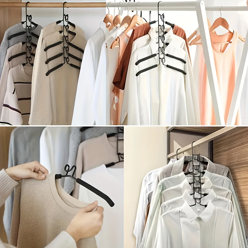 2pcs\u002F4pcs Space-saving Hangers, 5-layer Hangers To Save Space For Storing Clothes, Metal Hangers With Anti-slip Foam Pads, Suitable For Wardrobe Organization And Storage, Suitable For Coats, Shirts, Suits, T-shirts