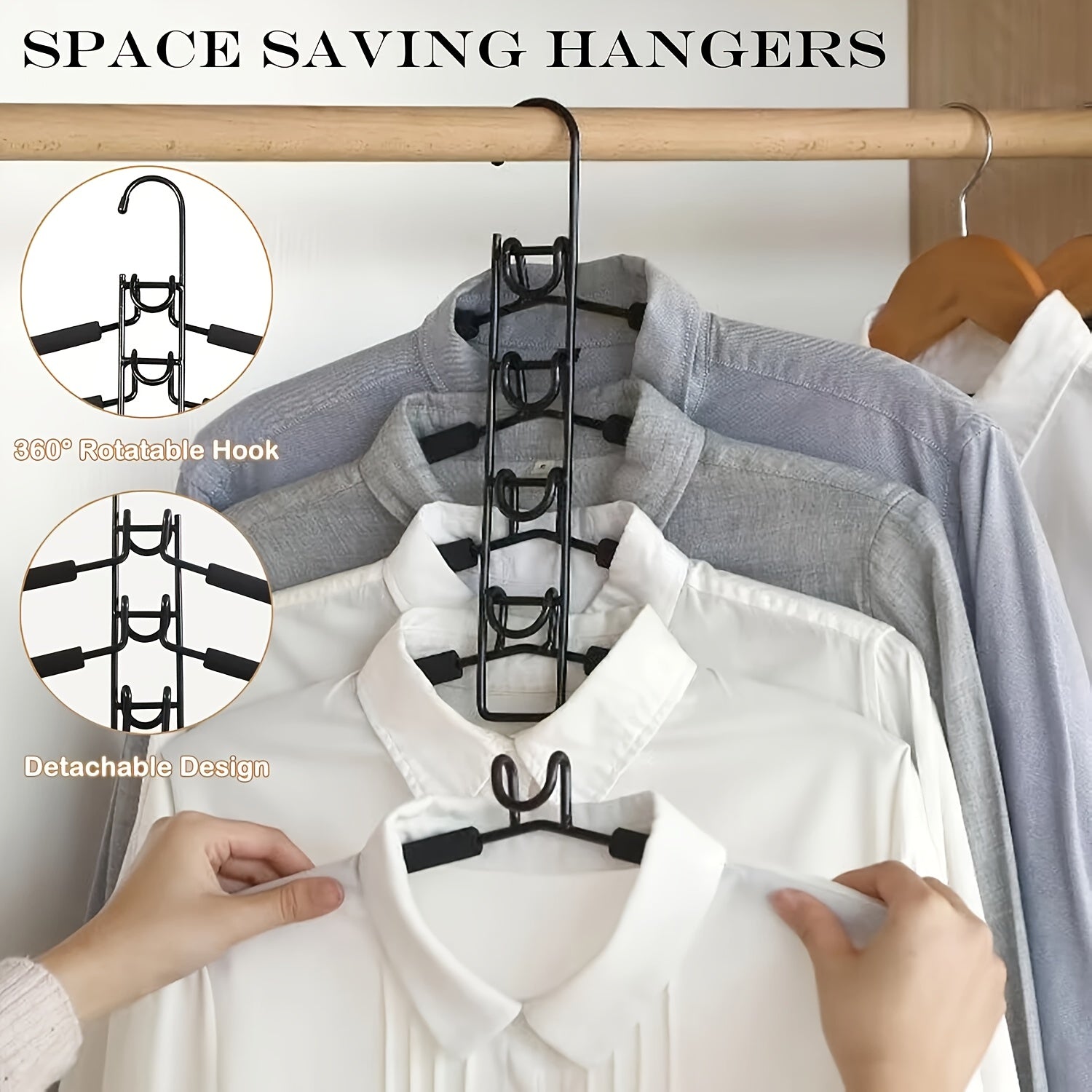 2pcs\u002F4pcs Space-saving Hangers, 5-layer Hangers To Save Space For Storing Clothes, Metal Hangers With Anti-slip Foam Pads, Suitable For Wardrobe Organization And Storage, Suitable For Coats, Shirts, Suits, T-shirts